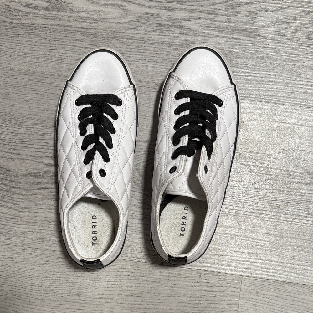 Torrid Quilted White Sneakers with Black Accents